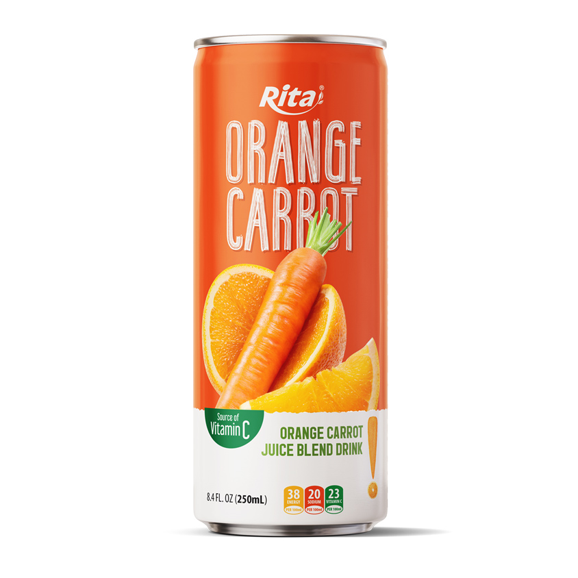 Rita Orange Carrot Juice Blend Drink 250ml Sleek Can
